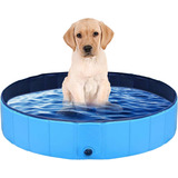 Newpet Piscina Banheira Cachorro Pets Dobrável Azul 120x30cm