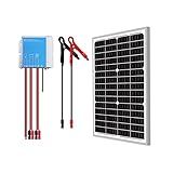 Newpowa Painel Solar Mono De 30 W Watts 24 V À Prova D-Água Kit Off-Grid- Painel Solar De 30 W 24 V - Controlador De Carga Pwm De 10 A-Vem Com Cabo E Conectores- - Cabo De Bateria -Kit Mono 30W 24V--