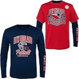 NFL Boys Youth 8 20 Game Day Team Color 3 Pack Camiseta E Manga Comprida Combo Conjunto De Camisa New England Patriots G