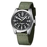 NIBOSI Relógios Masculinos Analógicos Militares Com Calendário- Mostrador Luminoso- Pulseira De Nylon Verde- Impermeável- Relógios De Pulso Masculinos- Clássicos- Clássicos- Delicados- De Quartzo