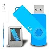 Nicepicten Pen Drive USB De Memória USB 4 GB USB Flash Drive 1 Unidade USB StorageJump Drive Pendrive Zip Drive Pacote Com Vários Cartões De Memória Giratórios De Metal Com 1 Cordão E Etiqueta Azul