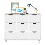 Nicho Organizador Com Rodízios Toys 9 Gavetas Branco Mpoze