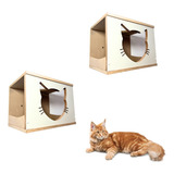 Nicho Para Gato 2pcs Kit Montado Toca Mdf Resistente