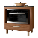 Nicioli Balcão De Cozinha Compacto Para Cooktop 4 Bocas Com 1 Gaveta E Nicho Para Forno Cor Avelã