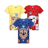 Nickelodeon Camiseta Masculina Patrulha Canina Chase Marshall E Rubble Pacote Com 3 Yellow Blue Red 5