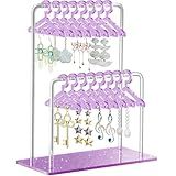 NiHome Suporte De Brinco De Acrílico Com Glitter Com Design Exclusivo De Camada Dupla Cabides De Roupas Em Miniatura Com Armazenamento Espaçoso Para 48 Pares Exibição Com Acabamento Espelhado Para