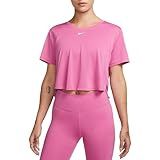 Nike Blusa Cropped Feminina Dri-fit One Ajuste Padrão De Manga Curta, Rosa, Pp