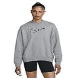 Nike Moletom Feminino De Gola Redonda Com Estampa Dri Fit Get Fit Preto As1 Alfa M Regular Regular Padrão Cinza Carbono Preto Médio Cinza De Carbono Preto M