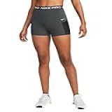Nike Shorts De Treinamento Feminino Pro De Cintura Alta De 7 6 Cm Com Bolsos Cinza Escuro Fumê Preto Branco GG