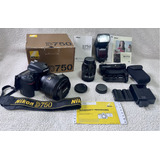 Nikon Kit D750 02 Lentes 01 Flash E Grip Cor Preto