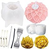 Nimozekd 2 Moldes De Vela De Esfera De Lótus Com Molde Agulha De Perfuração De Olho Grande Agulha Absorvente Para Fazer Velas Molde De Bola De Flor De Lótus Para Decoração Vela Perfumada Faça Você Mesmo Argila Artesanal Sabonete Espécime De Flor