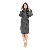 Nine West Roupão De Banho Unissex Feito Com Tecido Felpudo 100 Algodão Turco Para Spa E Hotéis Roupões Com Capuz Altamente Absorventes E Confortáveis Cinza X Large