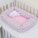 Ninho Redutor De Berço Quadrado Triangle Rosa Nuvem Feliz
