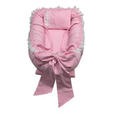Ninho Redutor Para Bebê Com Laço Guipir E Colchão Cor Rosa