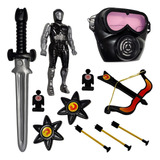 Ninja Samurai Shuriken Espada Boneco Arco Flecha Mascara Kit