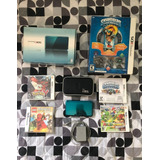 Nintendo 3ds (aqua Blue) - Com 4 Jogos, Capa De Proteção, Caixa Oficial E Kit Skylanders 