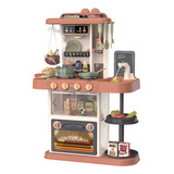 Niro Brinquedos Cozinha Infantil Completa Pia Fogão Vapor Luz Som Lousa 72cm Cor Canela