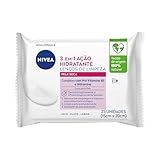 NIVEA Lenço De Limpeza Demaquilante Facial Ação Hidratante 3 Em 1 25 Unidades Remove A Maquiagem à Prova D água Hidrata A Pele Limpa Profundamente Sem Precisar Lavar O Rosto