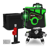 Nível A Laser 12 Linhas Verde 3d Recarregável Nivelador Horizontal Vertical Esquadro Laser Rotativo Com Suporte Magnético Mini Tripé Rotativo E Case Almofadado Para Transporte
