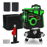 Nível A Laser Verde 12 Linhas 3d 2 Baterias Esquadro Laser Recarregável Nivelador Horizontal Vertical Rotativo Com Suporte Magnético Mini Tripé Rotativo E Case Almofadado Para Transporte