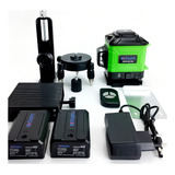 Nivel Laser 12 Linhas 3d Verde Recarregável 2 Baterias Bolsa