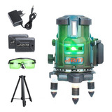 Nível Laser 5 Linhas Verde Recarregável C Kit E Tripé 2x Bat