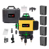 Nível Laser Com Maleta 16 Linhas 4d Recarregável Com 4 Baterias E Vários Acessórios Controle Remoto Mullt X Nv mx04