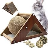 Niwaes Almofada Para Arranhar Coelho De Papelão Bola De Sisal Natural Para Arranhar Coelhos Brinquedos 2 Em 1 Para Enriquecimento De Coelhos Chinchilas Animais Pequenos