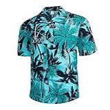 Njnjgo Camisa Havaiana Masculina Manga Curta Botão Praia Camisas Padrão Tropical Camisas Casuais