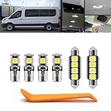 NJSBYL 6 Lâmpadas Led Para Teto De Interno- Van Passageiros F-Ord Transit Wagon 2015-2024- Xl Xlt- Cortesia- Mapa- Porta-Malas- Luzes Leitura- Kit Reposição Festoon T10 42 Mm