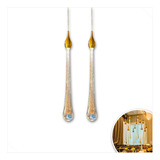 Nobre Luz Kit2 lu45385c Kit 2 Pendente Dourado Gota Vidro Cristal Led 5w 3000k 110v 220v
