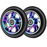 NONMON Pacote Com 2 Rodas De Scooter De 100 Mm Roda De Substituição 88A Para Scooter Com Rolamentos ABEC 9 608RS Instalados Para Scooters Profissionais Scooters Multicoloridas