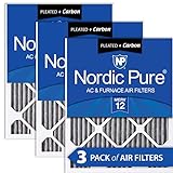 Nordic Pure Merv 12 Filtros De Ar Para Fornalha Ca De Carbono Pregueados Mais Carbono 3 Unidades