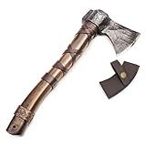 Norse Tradesman Machado De Arremesso Viking De 35-5 Cm - Cabeça De Aço Carbono- Cabo De Madeira De Teca- Marrom- Tamanho Regular- Inclui Bainha De Couro