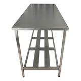 Nortinox Mesa De Inox E Bancada Com Prateleira Fenestrada 160x70x90cm