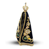 Nossa Aparecida Imagem Em Resina Com Manto E Coroa 36cm Cor Marrom escuro