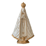 Nossa Senhora Aparecida 22cm Gesso Catolico Bordado Dourado