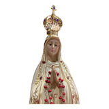 Nossa Senhora De Fátima 40cm   Coroa Folheada E Terço