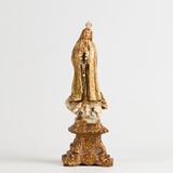 Nossa Senhora De Fátima Arte Sacra Madeira Anos 40 Ouro 31cm