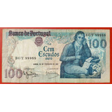 Nota 100 Escudos capicua Real N 99999 Portugal Rara rara