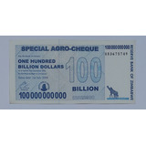 Nota Zimbabwe Special Agro-cheque 100 Bilhões 