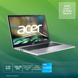 Notebook Acer Aspire 3 Intel Core I3 N305 Fhd 15 6 Led Tn Uhd Para Processadores Inte 256gb Sdd 8gb Ram Debian 64 Bits Prata A315 510p 320b