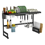 Notuz Cozinha Suspensa Modular 85cm Escorredor De Louça Pratos Copos Talheres Organizador De Pia Preto