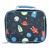Nova Lancheira Térmica Infantil Com Alça Thermos Astronauta Cor Azul Universo Astronauta