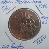 Nova Zelândia: Moeda 50 Cents 1986 Soberba 31,7 Mms - Rainha