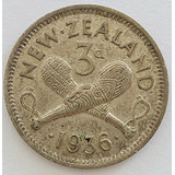 Nova Zelândia Moeda 3 Pence 1936 Prata