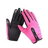 Novas Luvas De Inverno Femininas Toque Frio à Prova D-água Motociclismo Luvas Masculinas Esportes Ao Ar Livre Mais Veludo Quente Corrida Luva De Esqui -Rosa-