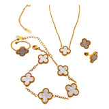 Novo Conjunto Virginia 4 Peças Com Trevo Folheado A Ouro 18k