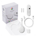 Novo Google Chromecast 4 Tv Voz 4k 8gb Snow 2gb Memória