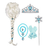 Novo Peruca Elsa Frozen Cosplay Fantasia Menina Infantil 7